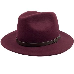 Gelso Bianco Firenze Italy Maroon Wool Fedora Hat Leather Band Burgundy